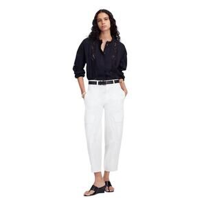 NWT J.Crew White Barrel-Leg Utility Cargo Pants Cotton Twill Size 12